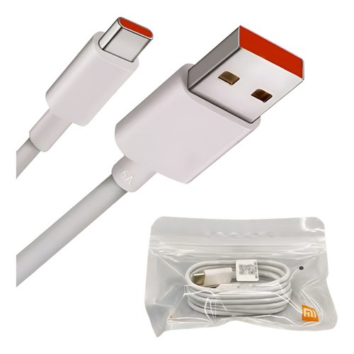 Cabo Usb TIPO-C  Turbo 6a 120w Redmi Pro Note Poco Cor Branco Cabo Usb TIPO-C Xiaomi Turbo 6a 120w Redmi Pro Note em Oferta na Shopee