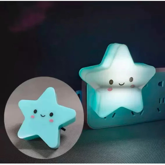 Abajur Luminaria Com Led De Tomada Estrela Com Botao Liga e Desliga Infantil aconchegante