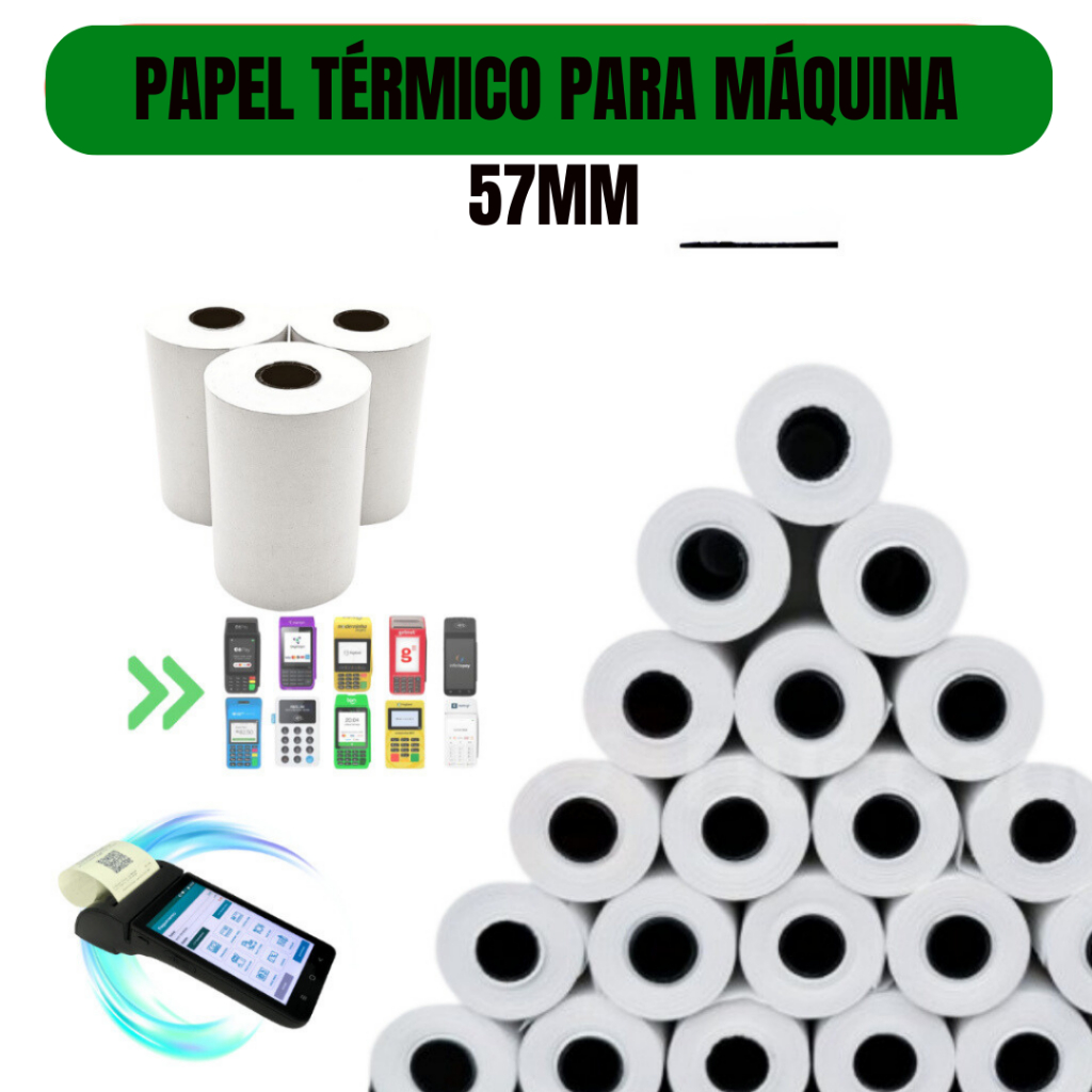 10 Bobinas Térmicas Para mini impressora e Maquina de Cartão