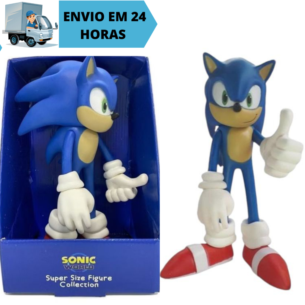 Boneco Sonic 28cm Articulado Brinquedo Collection Grandes Articulado Super Size Sonic World em Oferta na Shopee