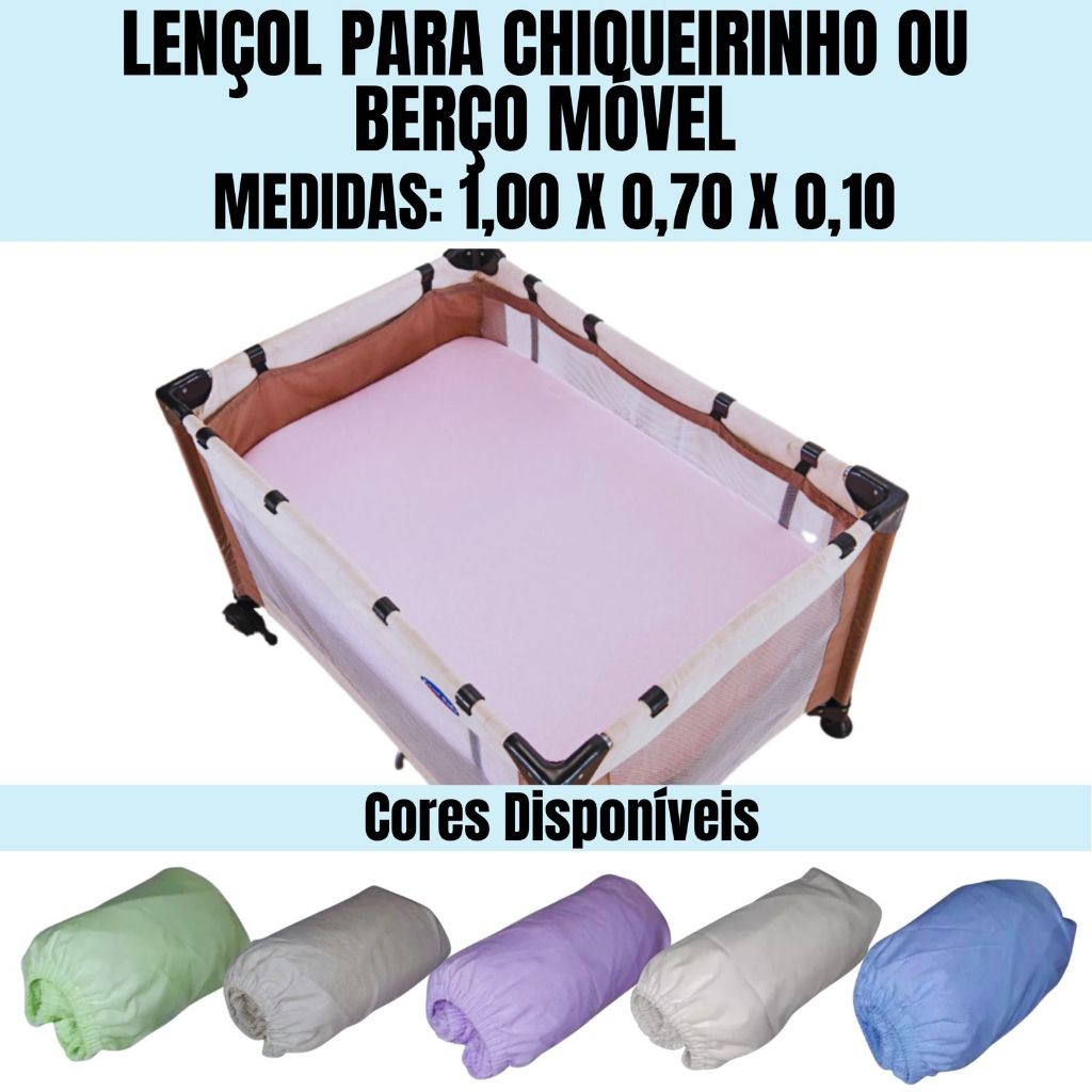 Lençol avulso para chiqueirinho com elástico 100% algodão 200 fios em Oferta na Shopee
