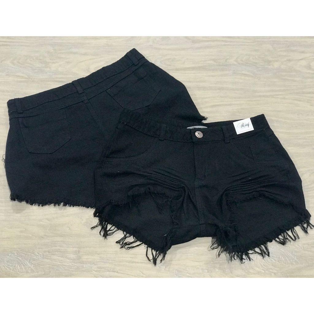 Shorts Jeans Plus Size Preto em Oferta na Shopee