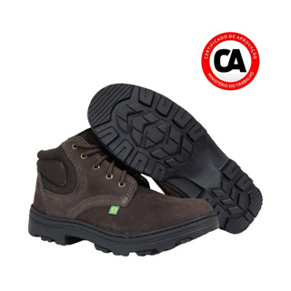 COTURNO DE SEGURANÇA COURO NOBUCK AMARRAR COM  C.A MARROM em Oferta na Shopee