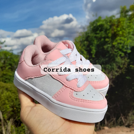 Tênis sapato branco rosa infantil menina bebê em Oferta na Shopee