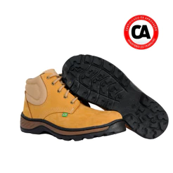 Bota Coturno Botina De Segurança Com C.A Couro Trabalho Nobuck Castor