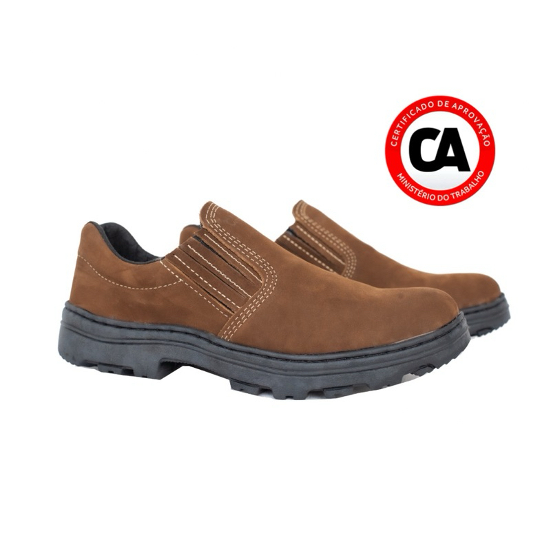 Sapato Unissex De Segurança Botina Trabalho Bico PVC com C.A. Marrom