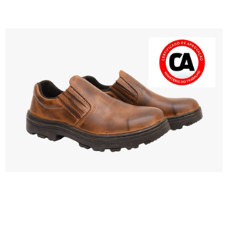 Sapato Unissex De Segurança Botina Trabalho Bico PVC com C.A. Marrom Liso em Oferta na Shopee