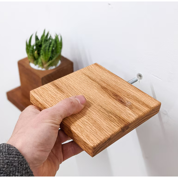 Prateleiras Flutuantes | Carvalho Quadrado Pequeno | Plantas, chaves, velas, decoração de parede | Boho Minimalista em Oferta na Shopee