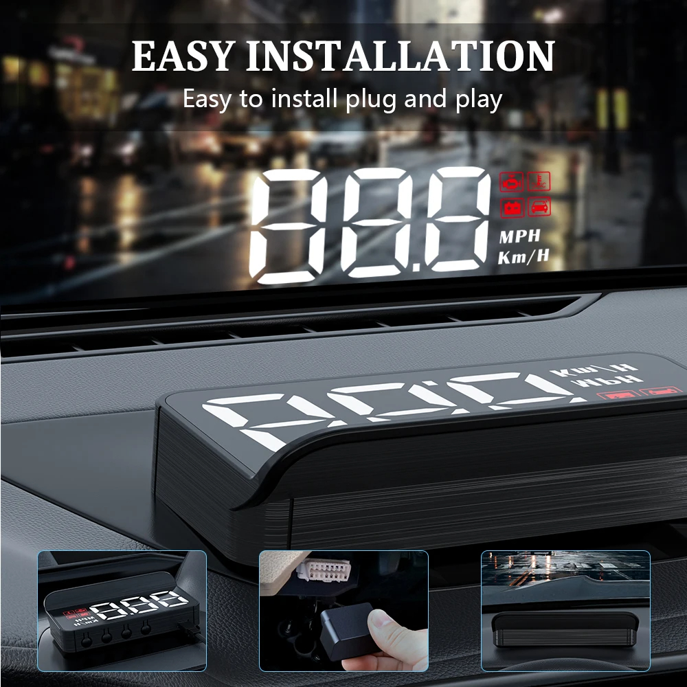 🚨 OFERTA RELÂMPAGO: M3 Auto HUD OBD2 Head Up Display Projeção No Vidro Do Carro Velocidade Pára-Brisa Projetor Alarme Acessórios Eletrônicos
