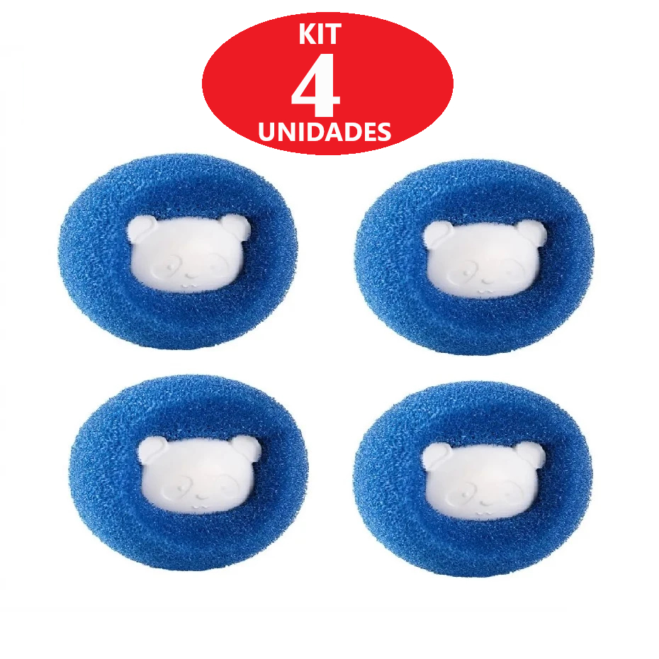 KIT 4 Esponja de TIrar Pelos Fiapos Bolas Panda Para Maquina De Lavar Roupa De Maneira Fácil E Prática Tira Pelos em Oferta na Shopee