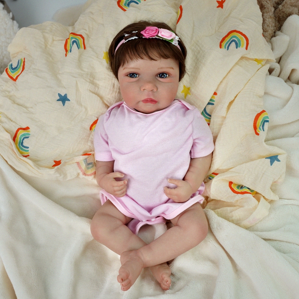 Brastoy Bebê Reborn Boneca Silicone Menina Gordinha Realistic Pintado Original 48cm Rosa - Mom & Baby