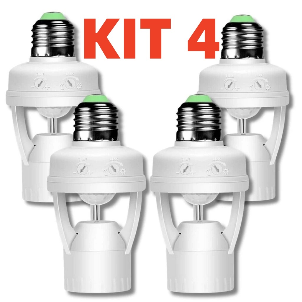 KIT1/2/3/4 Sensor De Presença Com Fotocélula Para Lâmpada Soquete em Oferta na Shopee