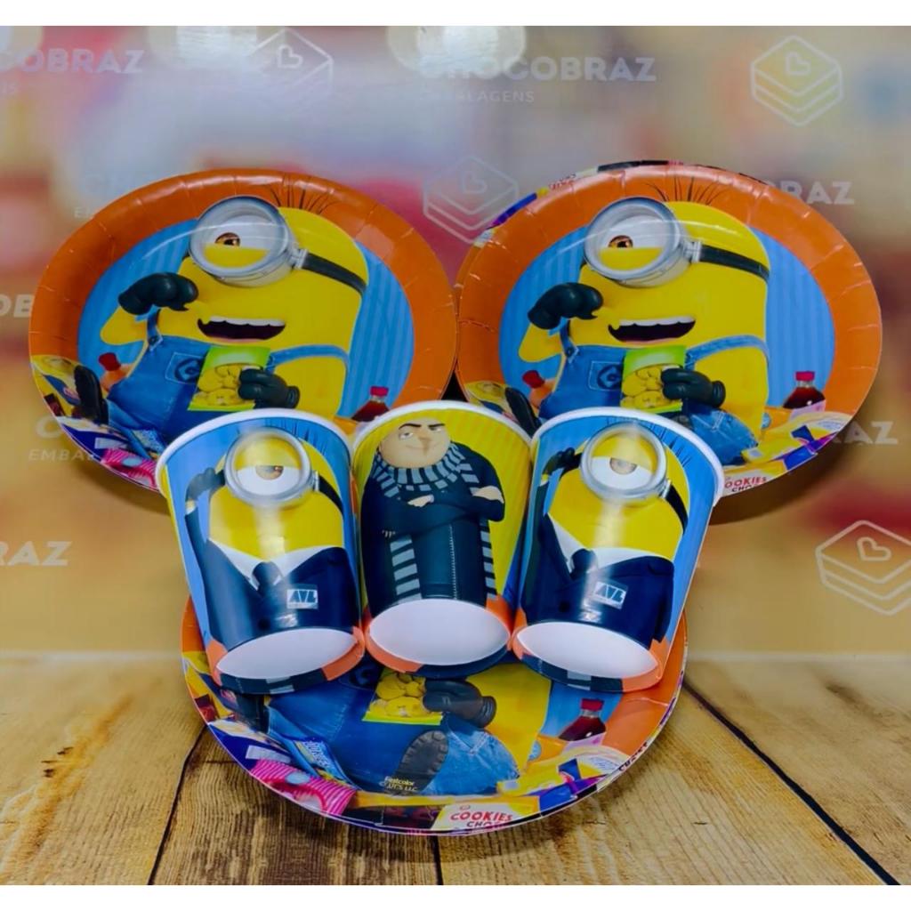Kit Festa MEU MALVADO FAVORITO MINIONS 16 Pratos + 16 Copos Descartável 200 Ml Papel - FESTCOLOR em Oferta na Shopee