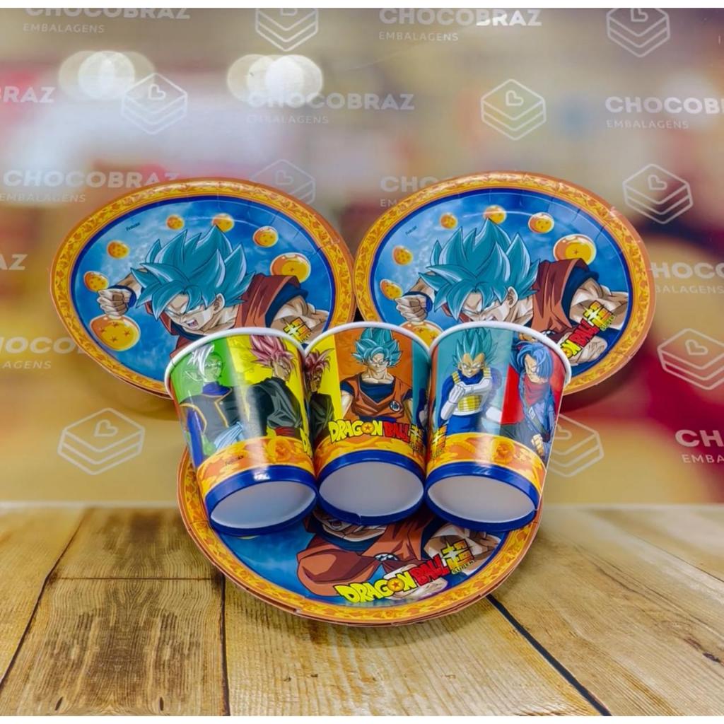 Kit Festa DRAGON BALL Z 16 Pratos + 16 Copos Descartável 200 Ml Papel - FESTCOLOR em Oferta na Shopee