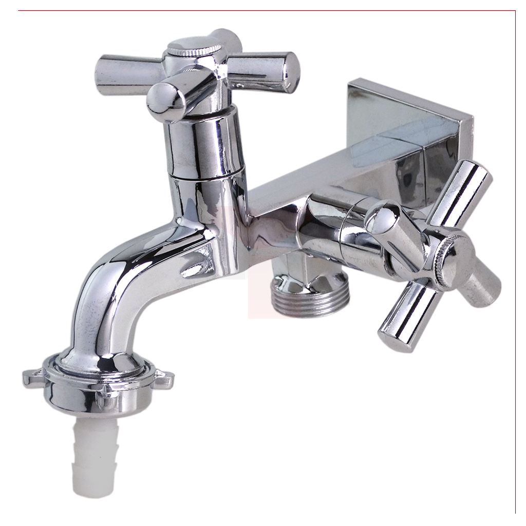 Torneira Quadrada Tanque Maquina De Lavar 2 Saidas 1428 C-31 ABS Cód. 24897 em Oferta na Shopee