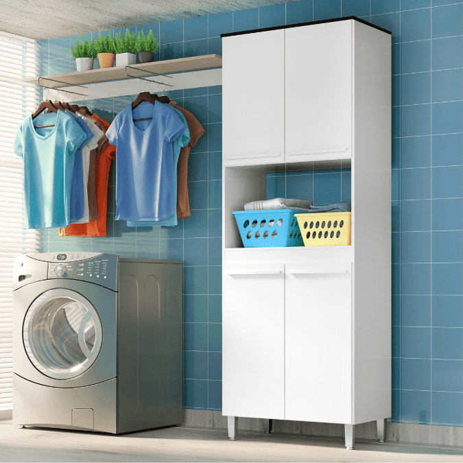 Detalhes do Armario de Lavanderia 4 Portas  2,22m C/ Nicho Com Pes