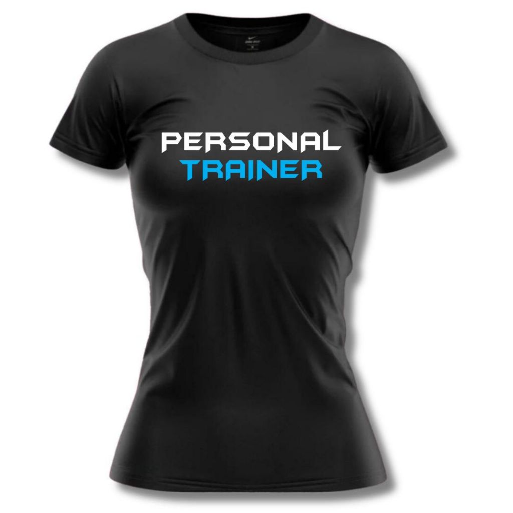 Baby Look Feminina Personal Trainer Dry Fit Academia Treino Fitness Blue Academia Fit