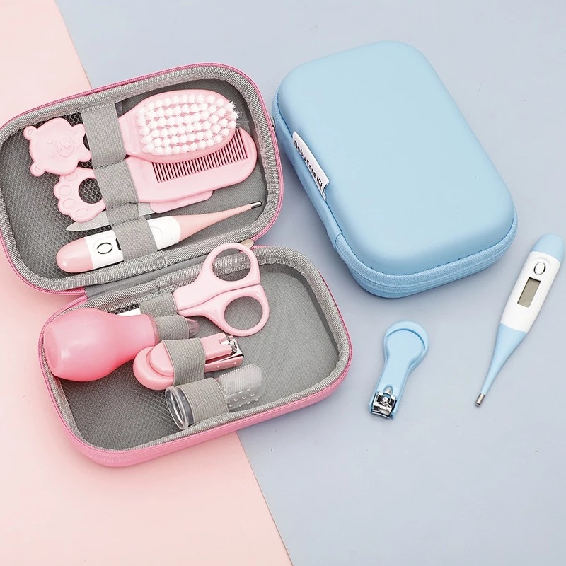 Kit 8 Conjunto De Ferramentas De Cuidados Com A Saúde Infantil Kits Bebês Recém-Nascidos Para Tesoura Clipper Portátil