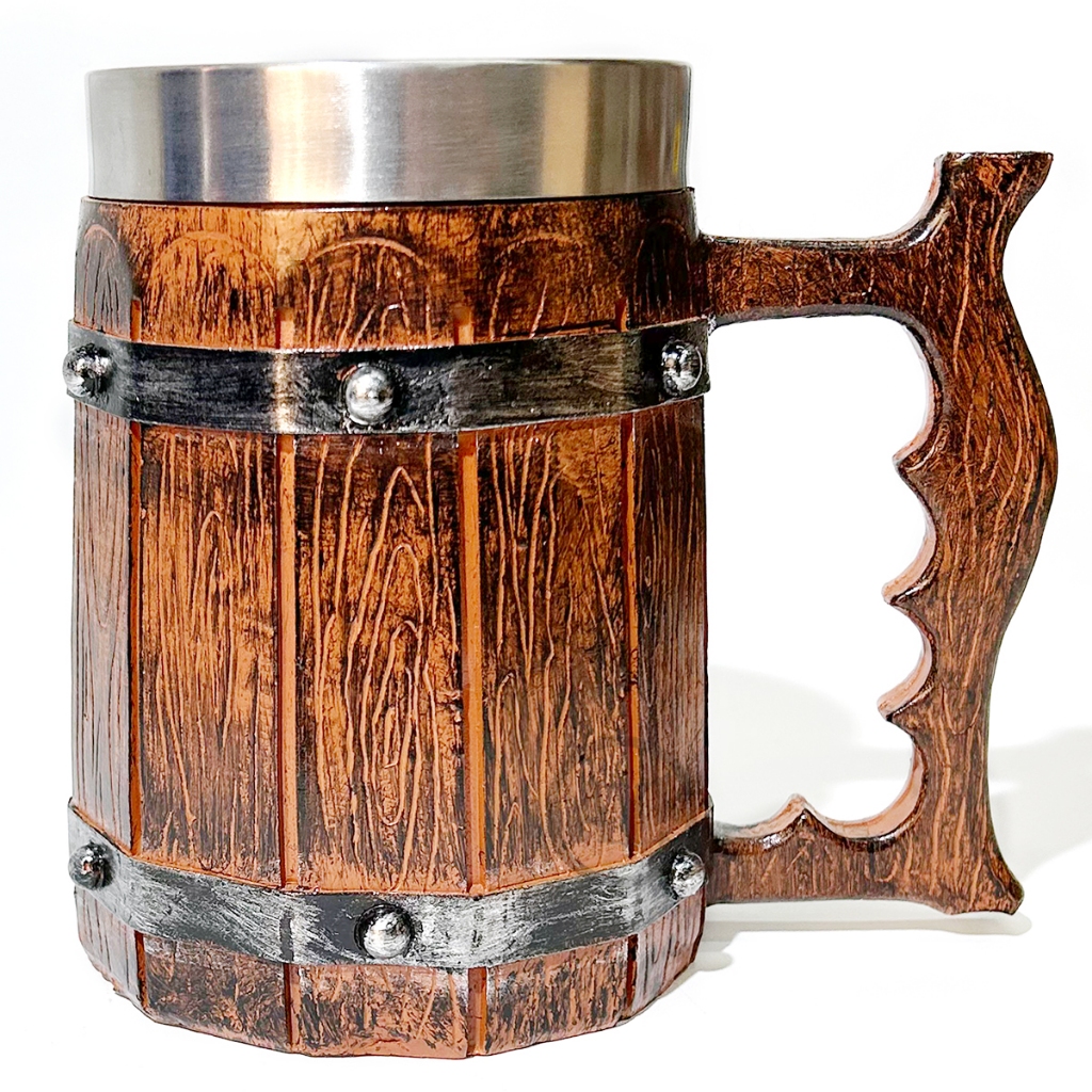 Caneca Estilo Medieval Barril Viking De Resina 600ml Chopp