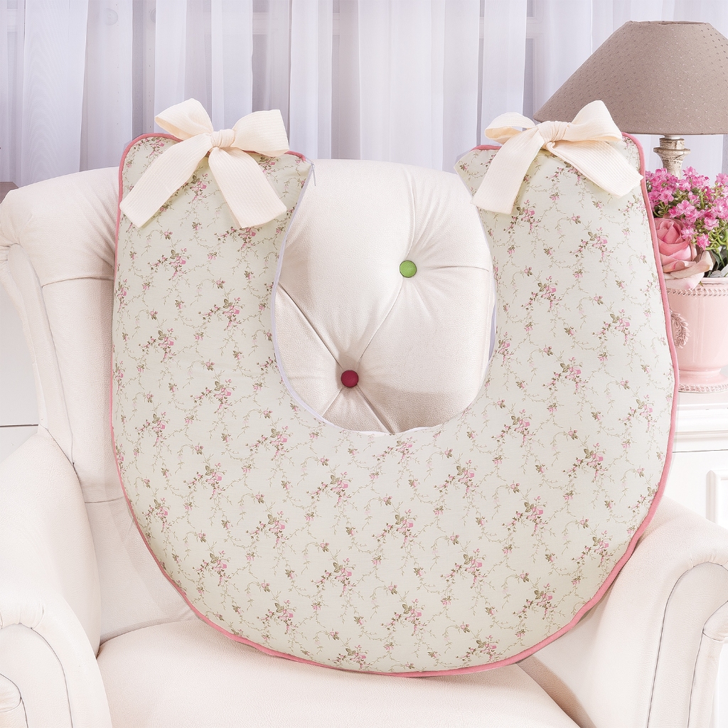 Almofada travesseiro amamentação com laço 100% algodão