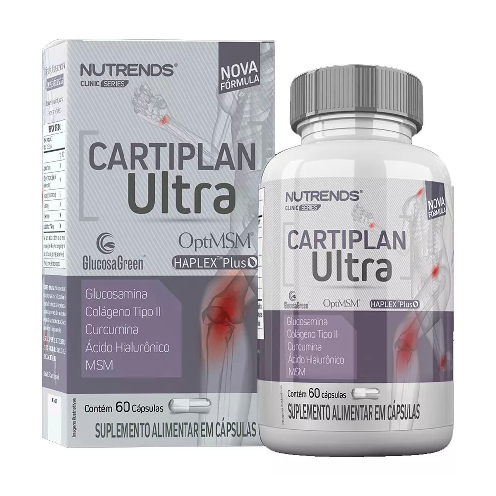 Cartiplan Ultra Ácido Hialurônico + Colágeno Tipo 2 - 60 Cápsulas - Nutrends - Health