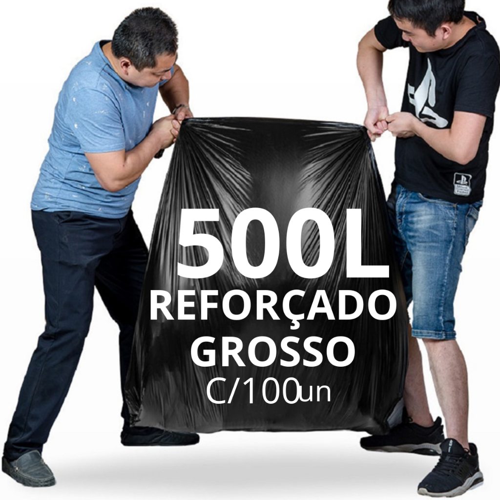 Saco de Lixo 500 Litros Reforçado PC C/100 em Oferta na Shopee