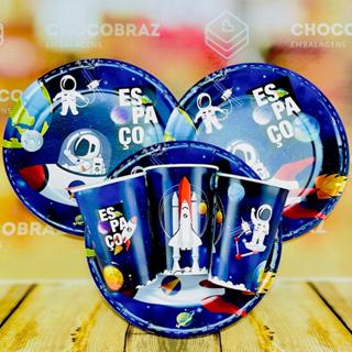 Kit Festa ASTRONAUTA ESPACIAL  8 Pratos + 8 Copos Descartável 180 Ml Papel - REGINA em Oferta na Shopee