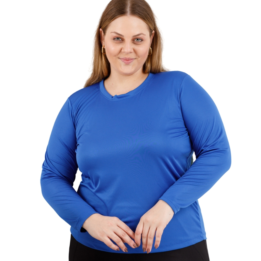 Blusa de Manga Feminina Térmica Proteção Solar UV+ Básica Esportiva Moda Plus Size Verão 3062A