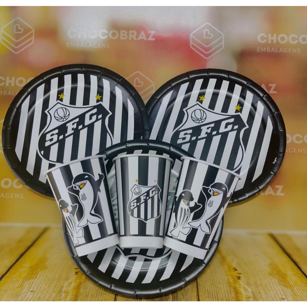 Kit Festa  SANTOS  8 Pratos + 8 Copos Descartável 180 Ml Papel - REGINA em Oferta na Shopee