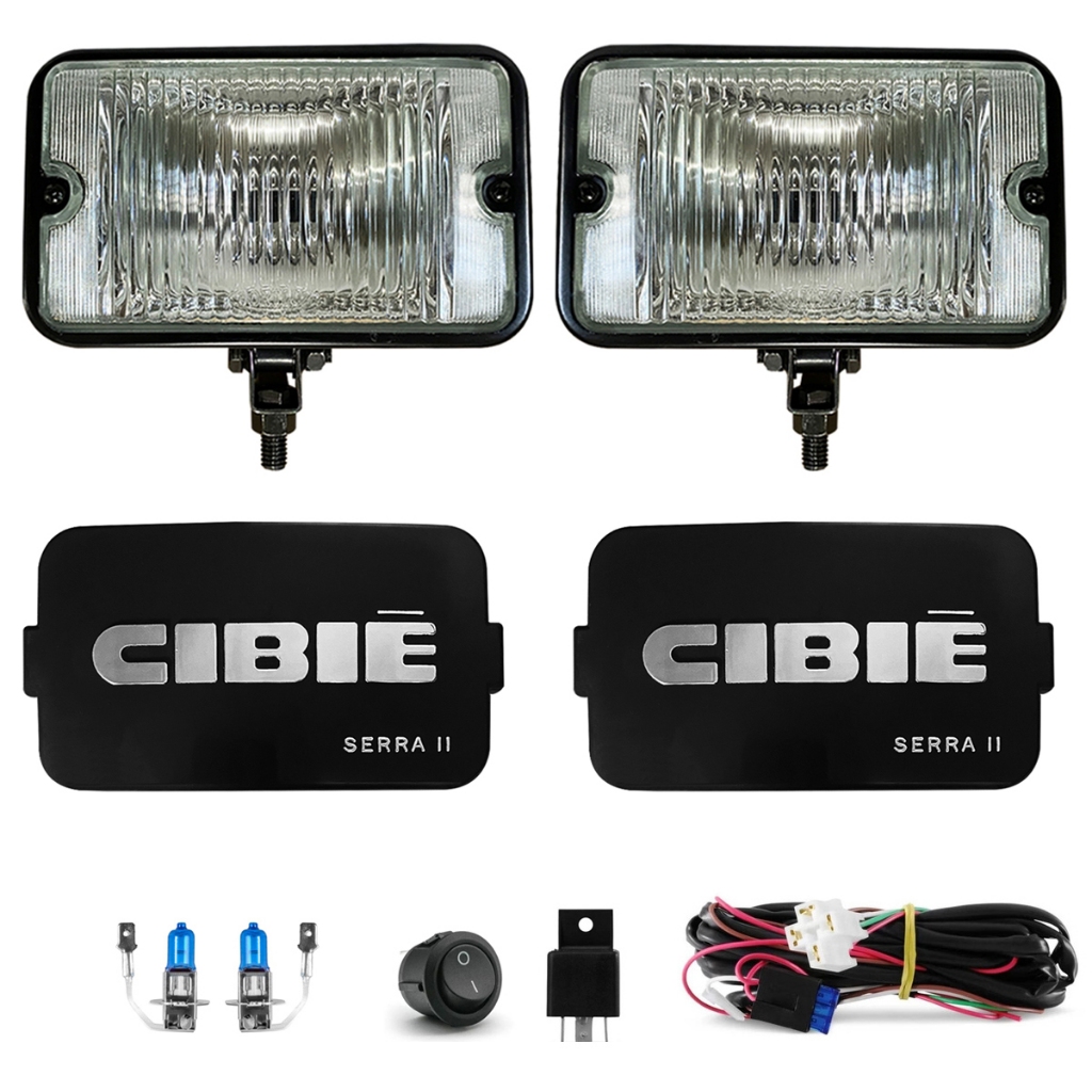 Kit Farol Milha Capa Cibie Serra Ii 2 Auxiliar Opala Chevette Fusca Universal Chicote Botão rele
