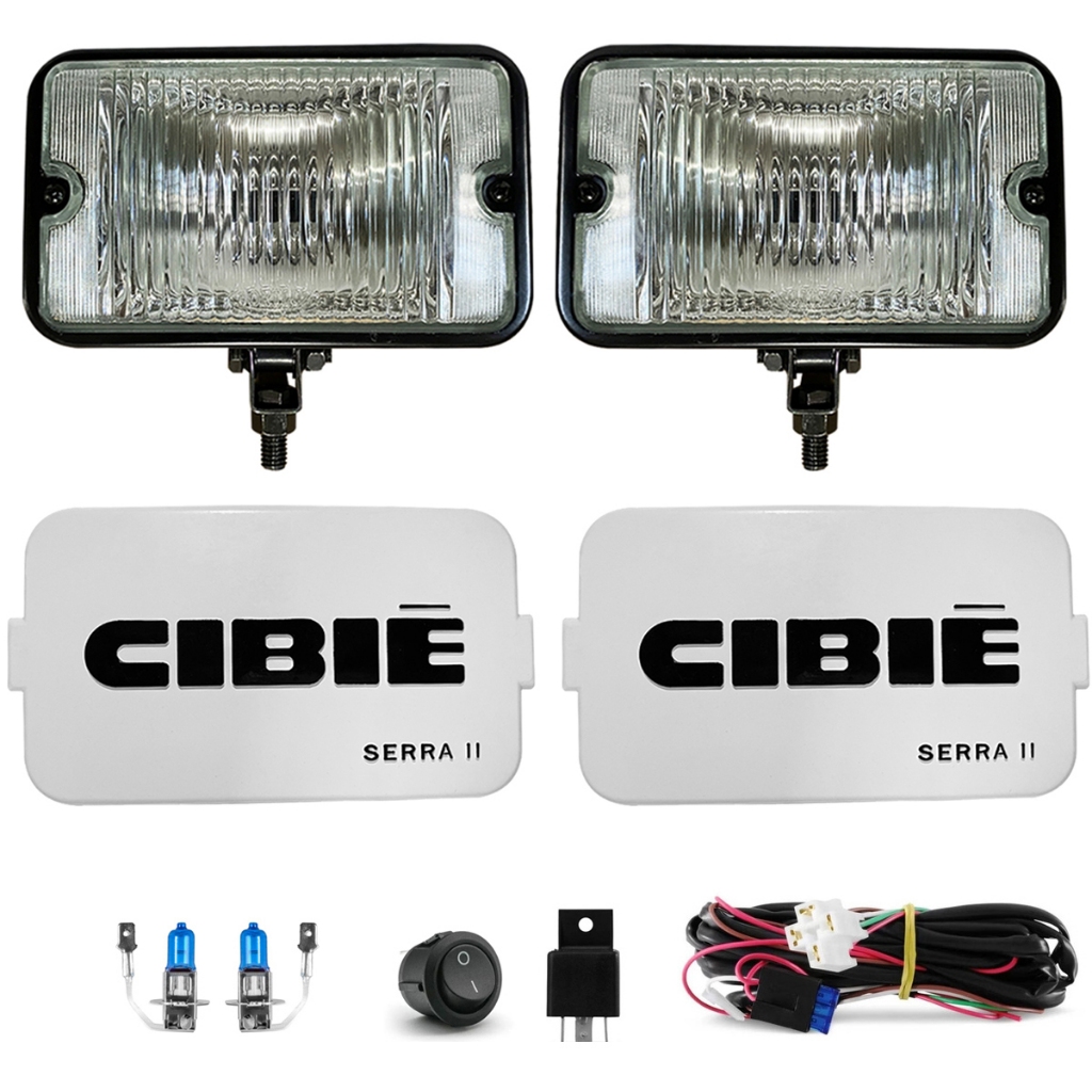 Kit Completo Farol Milha Capa Cibie Serra Ii 2 Auxiliar Opala Chevette Fusca Universal Chicote Botão