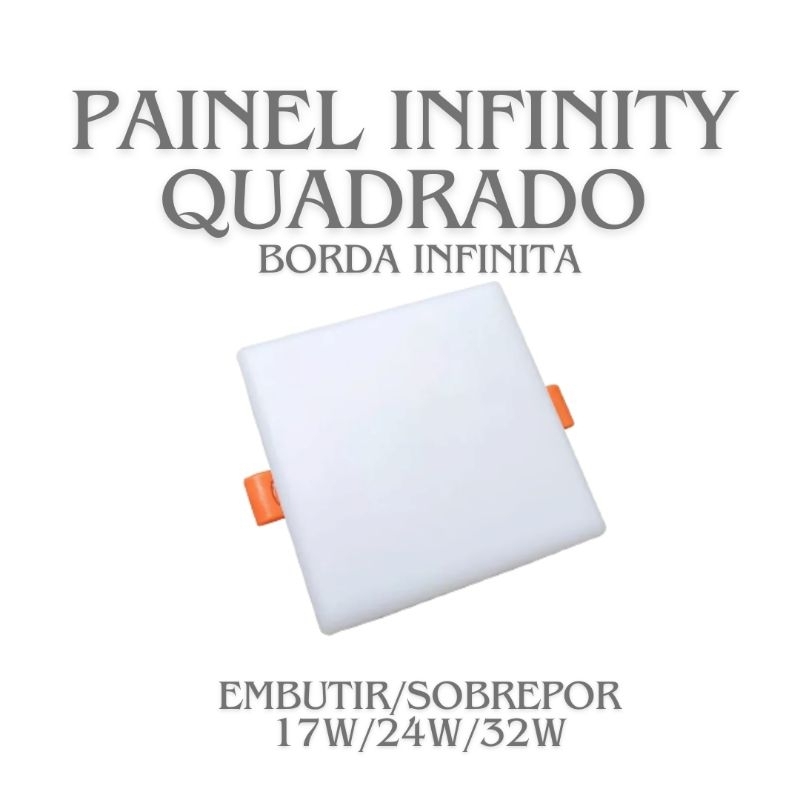 Painel quadrado Embutir/Sobrepor 17W/24W/32W plafon Borda Infinita led 3000k/ 6500k / 4000k Infinity em Oferta na Shopee