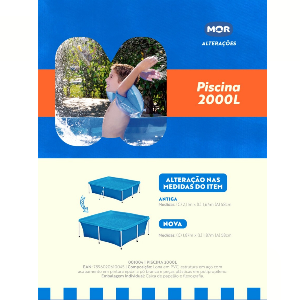 Piscina Infantil 2000 Litros + Capa + Forro Mor