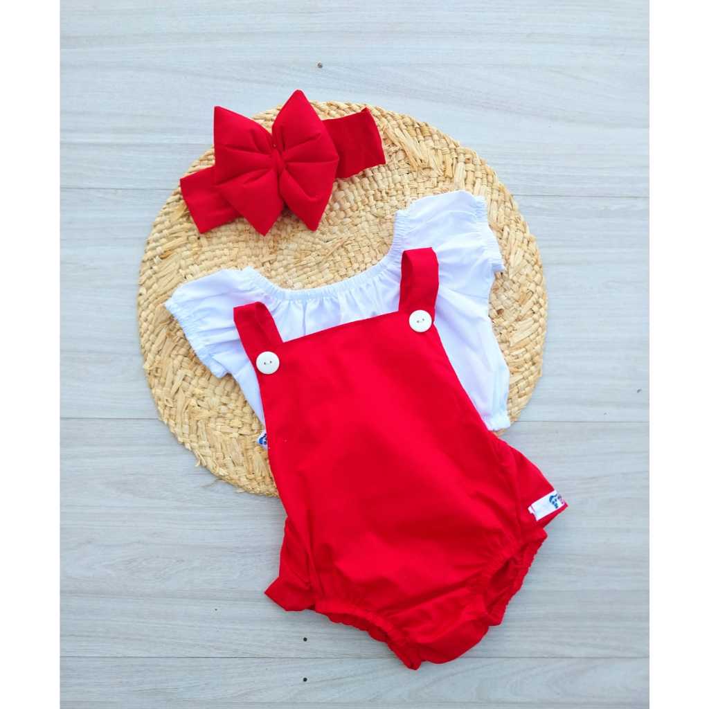 Romper Natal Luxo 3 Pcs bebe Bebe Menina Ciganinha Romper