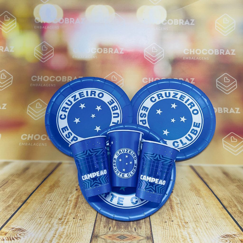 Kit Festa  CRUZEIRO  8 Pratos + 8 Copos Descartável 180 Ml Papel - REGINA