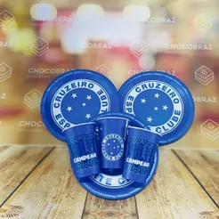Kit Festa CRUZEIRO 8 Pratos + 8 Copos Descartável 180 Ml Papel - REGINA(CHOCO)