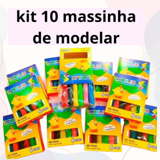 Kit 10 Caixas Massinha de Modelar com 6 Cores Festa Infantil Lembrancinhas 65g em Oferta na Shopee