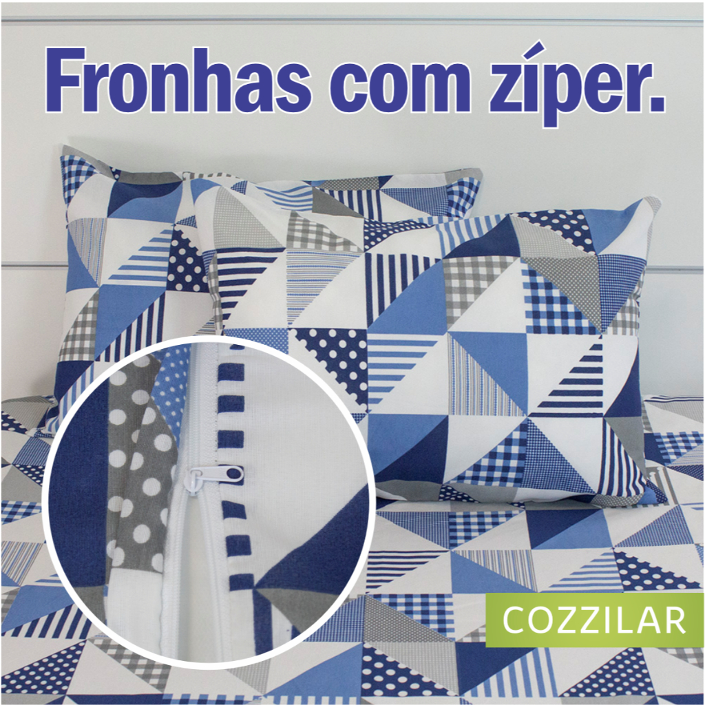Kit 2 Fronhas 200 Fios Algodão Percal Estampada 70x50cm Zíper Escondido Avulsas Toque Macio Cozzilar em Oferta na Shopee
