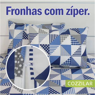 Kit 2 Fronhas 200 Fios Algodão Percal Estampada 70x50cm Zíper Escondido Avulsas Toque Macio Cozzilar em Oferta na Shopee