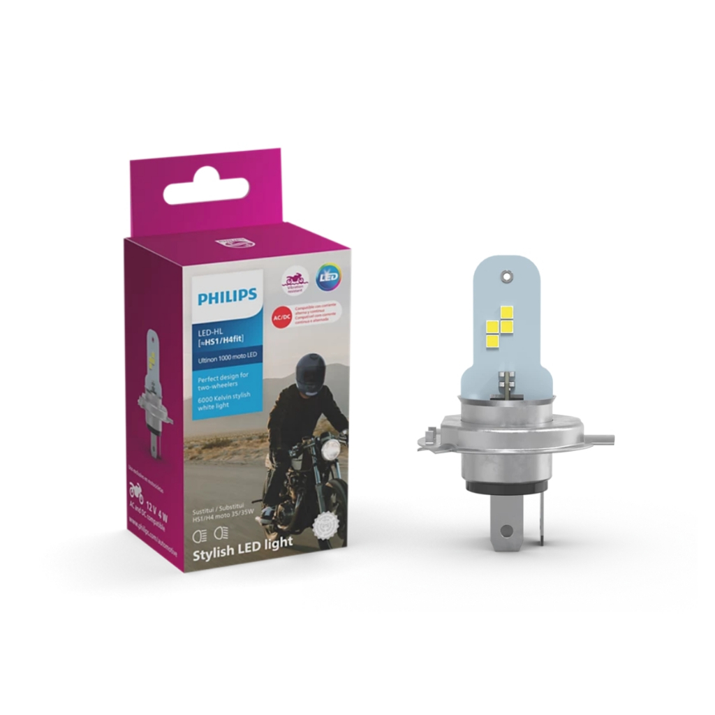 Lâmpada Moto Led Philips Ultinon H4 HS1 12V 6000K em Oferta na Shopee
