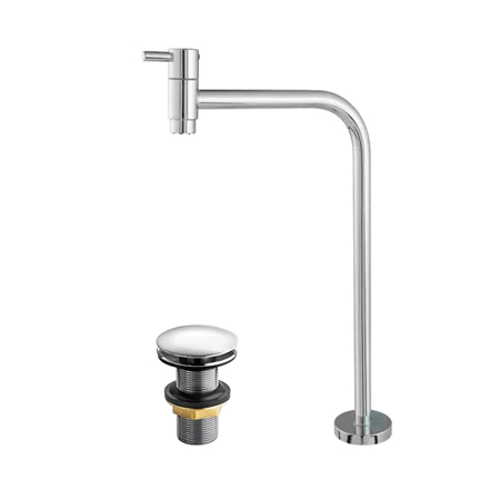 Torneira link Alta de inox Cromada Para Cuba de Sobrepor, banheiro e lavatorio, valvula clic