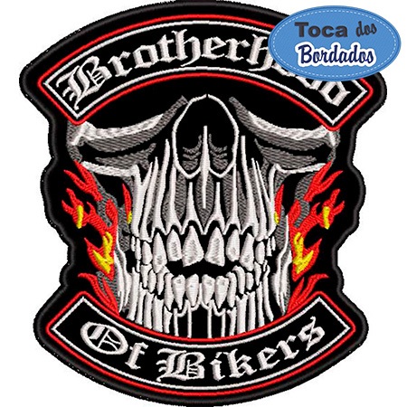 Patch Bordado Brotherhood of Bikers 15x13 cm Cód.1363 - Caveira