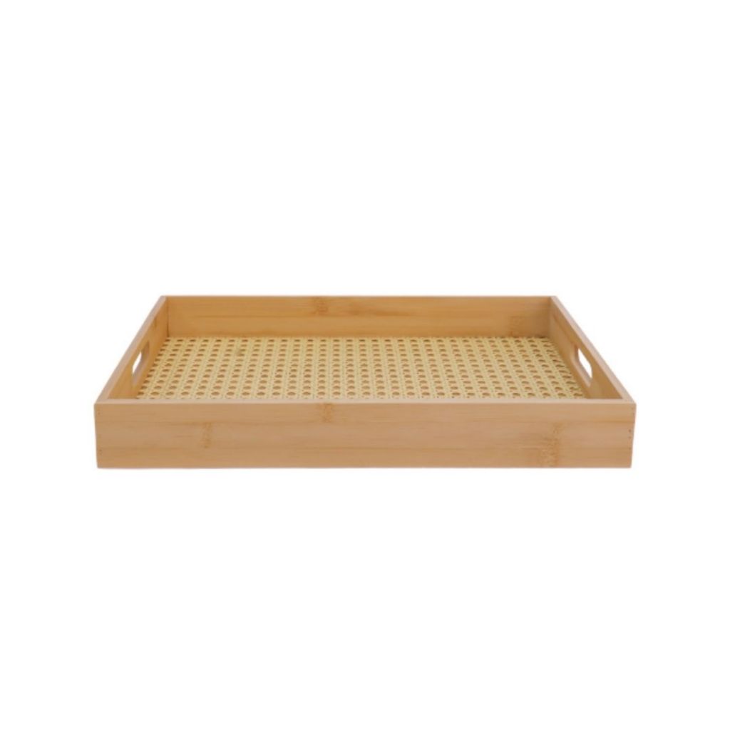 Bandeja Café Retangular De Bambu Palhinha 39 Cm Com Alça  Elegante  Multiuso em Oferta na Shopee