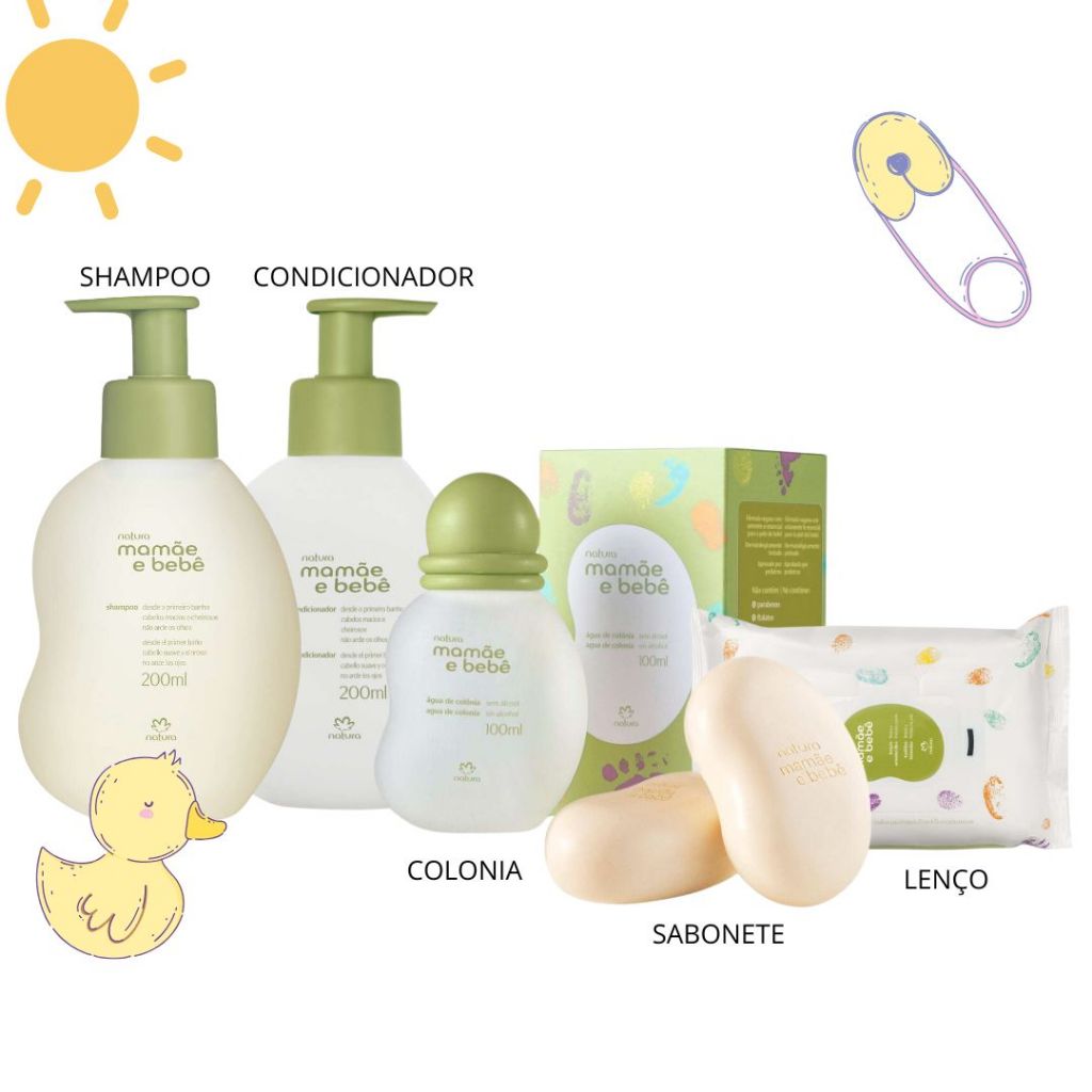 Kit Clássico Mamãe e Bebê Natura cuidado e Higiene - Faça sua escolha: