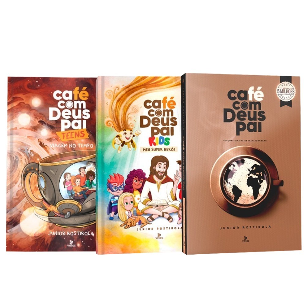 Kit Devocionais 2025 - Café Com Deus Pai + Café Com Deus Pai Kids + Café Com Deus Pai Teens │ Vélos