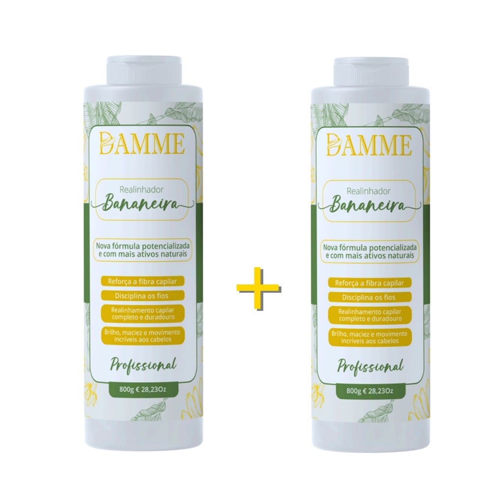 2 Escovas Progressivas Bananeira 100% Liso - Damme 800g em Oferta na Shopee