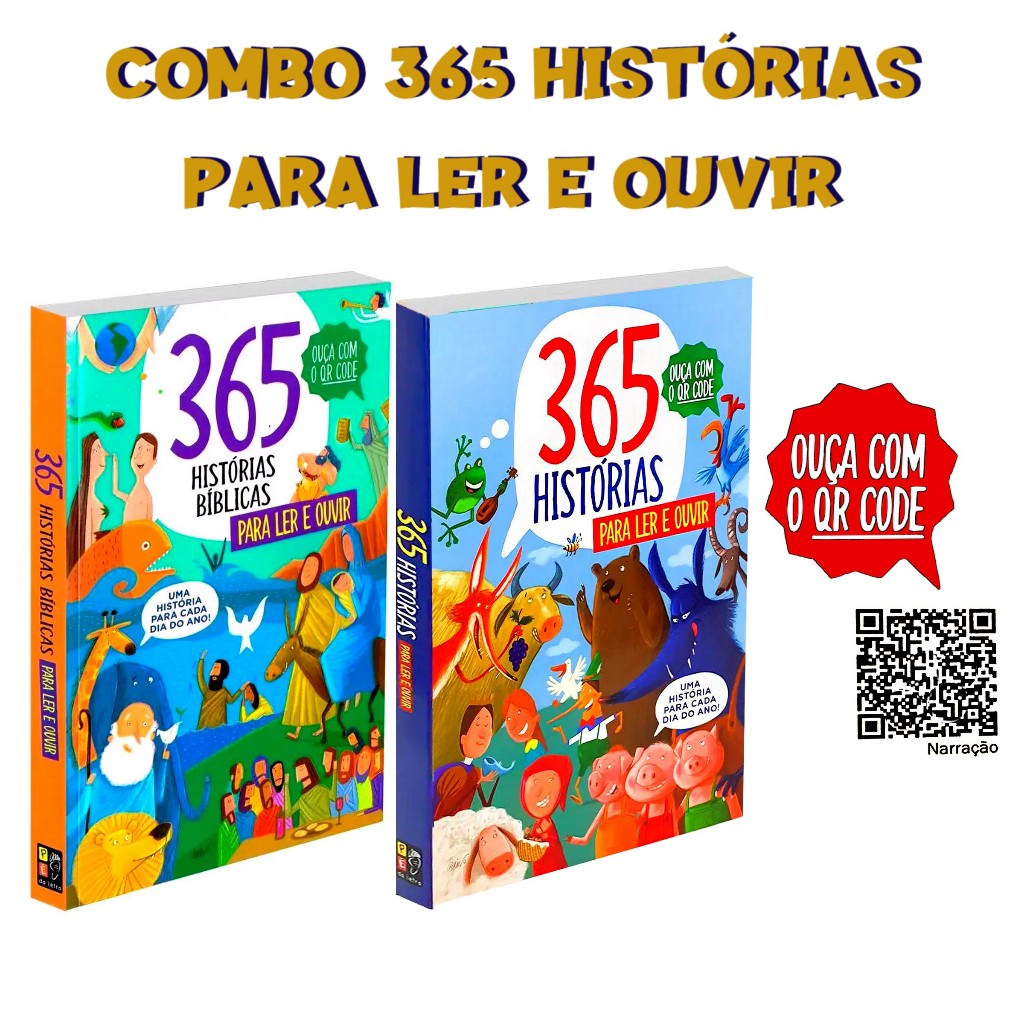 Combo 365 Histórias Para Ler e Ouvir - Contos Bíblicos e Clássicos