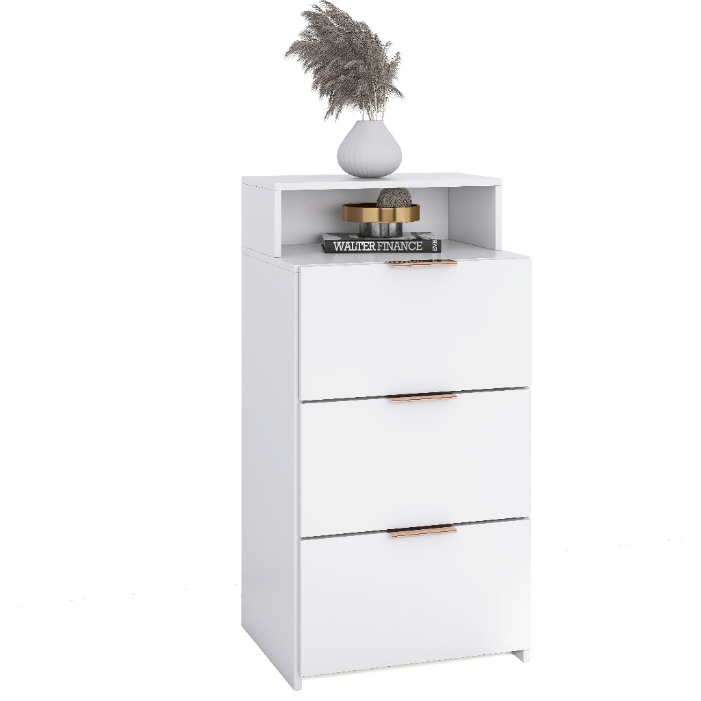 Gaveteiro 3 Gavetas C/ Nicho Branco para Escritório Multiuso