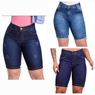 Bermuda Jeans Ciclista Cintura Alta  Levanta Bumbum em Oferta na Shopee