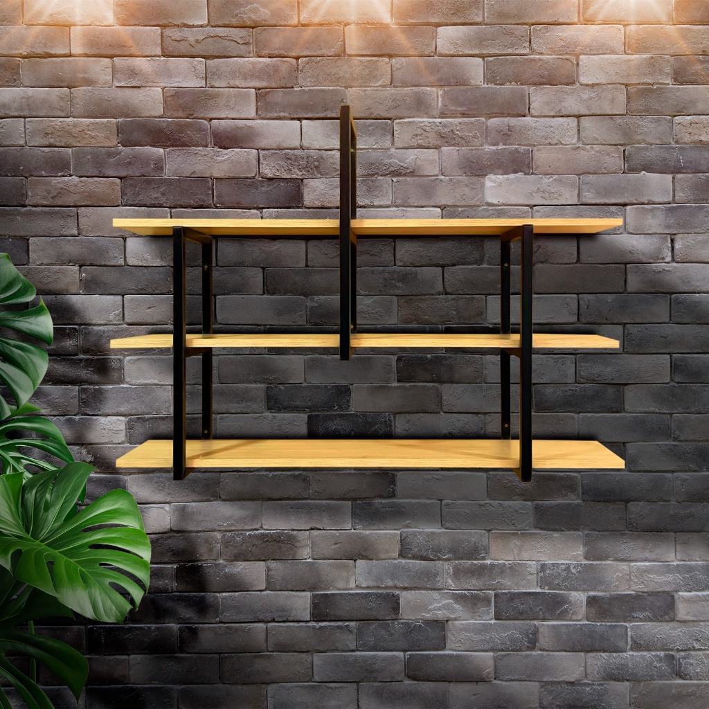 Estante Organizadora Estilo Industrial Suspensa Madeira e Ferro Design Moderno e Inovador